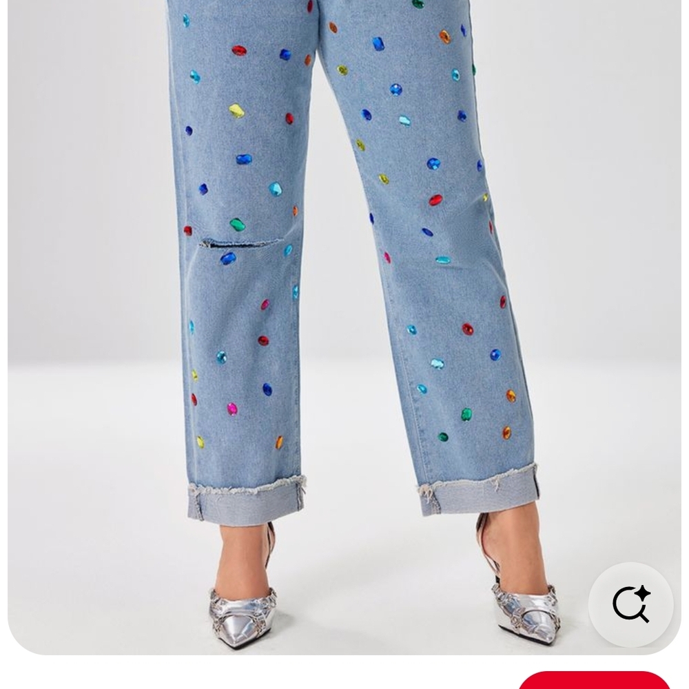 Colorful Embellished Boyfriend Jeans